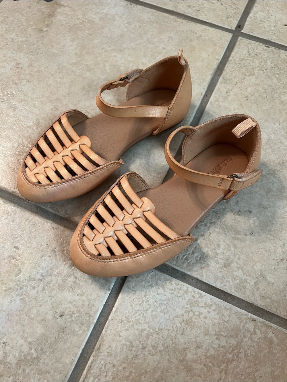 Old Navy Girls' Tan Woven Mary Jane Flats